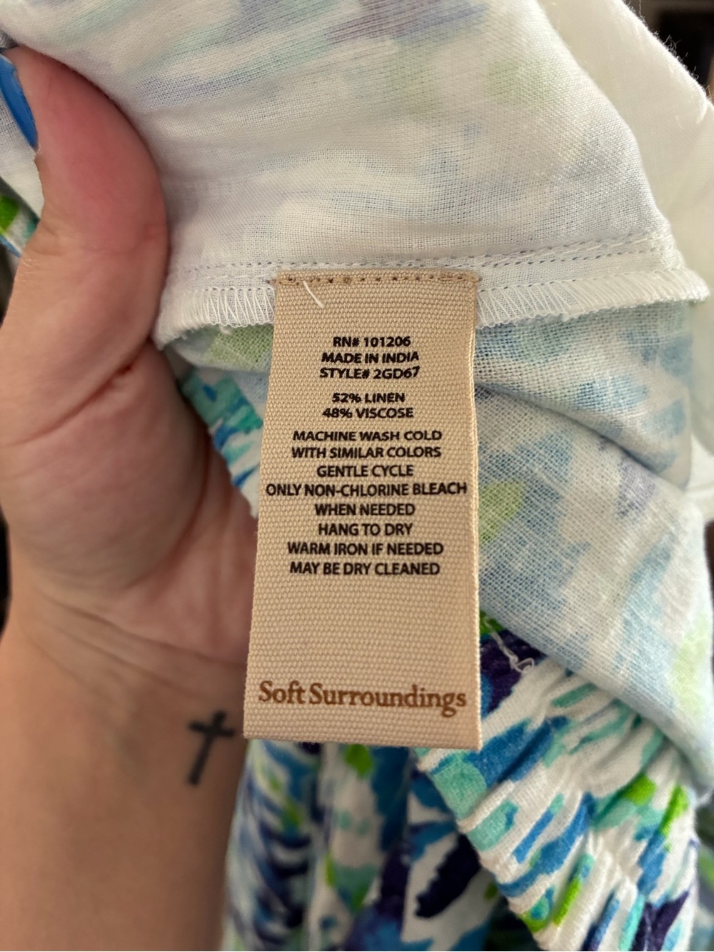 Soft Surroundings Linen Blend Blue Green Wide Leg Pants Size Medium - Picture 6 of 7